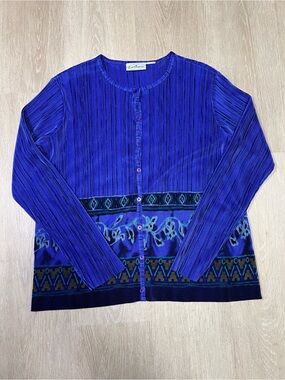 Vintage Patchington Purple Pleated Button Down Chic Top